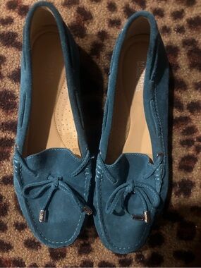 Michael Kors Teal Suede Moccasin Flats